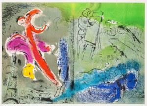 Marc Chagall (1887-1985), Vision de Paris, Le peintre, ses modeles, la Tour Eiffel, 1952