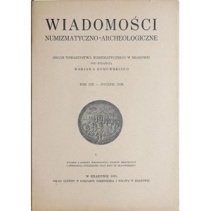 Wiadomości numizmatyczno-archeologiczne, Rocznik 1930, Kraków 1931.