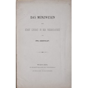 Behrfeldt E., Das Muenzewesen der Stadt Luckau in der Niederlausitz, Wien 1885