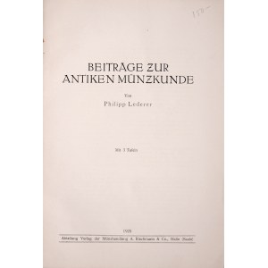 Lederer Ph. Beitraege zur Antiken Muenzkunde, Halle 1925.