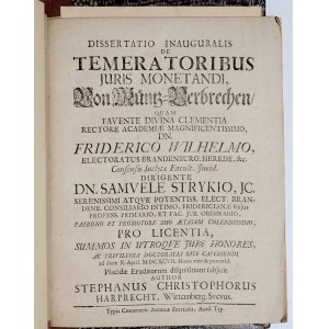 Harprecht S Ch., Dissertatio Inauguralis De Temeratoribus Iuris Monetandi, 1697