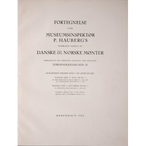 Fortegnelse over museumsinspektor P. Hauberg's efterladte samling af Danske og Norske Monter, Kobenhavn 1929.