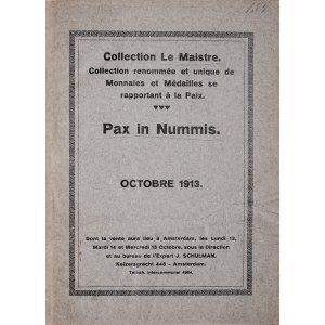 Schulman J., Pax in Nummis., 13-15 October 1913, Amsterdam 1913.