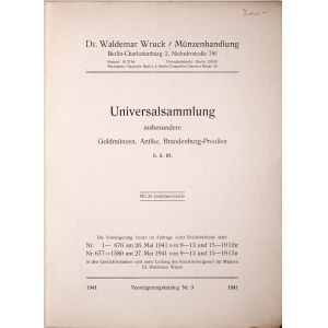 Wruck W., Versteigerungskatalog Nr. 3, 26-27. Mai 1941, Berlin 1941.