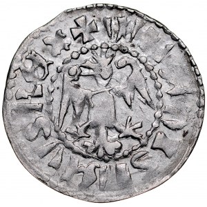 Władysław Jagiełło 1386-1434, Kwartnik ruski, Av.: Orzeł, RV.: Lew.