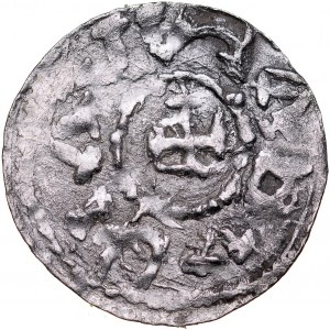 Bolesław III Krzywousty 1107-1138, Denar, Av.: Książę i Św. Wojciech, Rv.: Krzyż grecki, napis.