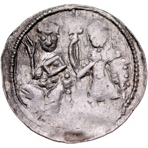 Bolesław III Krzywousty 1107-1138, Denar, Av.: Książę i Św. Wojciech, Rv.: Krzyż grecki, dwie legendy, ADALBERTVS / BOLESLAVS.