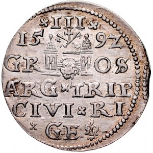 Zygmunt III 1587-1632, Trojak 1592, Ryga.
