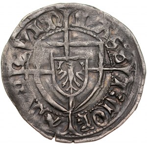 Konrad V von Erlichshausen 1441-1449, Szeląg, Av.: Tarcza wielkiego mistrza, Rv.: Tarcza krzyżacka.