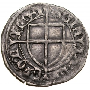 Konrad V von Erlichshausen 1441-1449, Szeląg, Av.: Tarcza wielkiego mistrza, Rv.: Tarcza krzyżacka.
