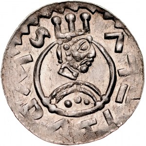 Wratysław II 1061-1086, Denar, A.: Popiersie króla w koronie, Rv.: Ręka z proporcem.