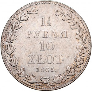 Zabór Rosyjski, Mikołaj I 1826-1855, 1 1/2 rubla, 10 złotych 1835 MW, Warszawa.