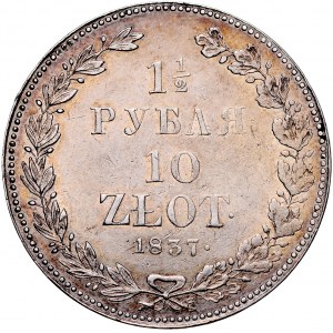 Zabór Rosyjski, Mikołaj I 1826-1855, 1 1/2 rubla, 10 złotych 1837 NG, St. Petersburg.