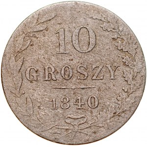Zabór Rosyjski, Mikołaj I 1826-1855, 10 groszy 1840 WW, Warszawa. RR