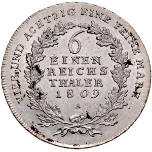 Prusy, Fryderyk Wilhelm III 1797-1840, 1/6 talara 1809 A, Berlin.