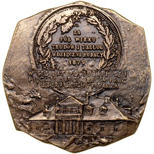 A 1979 medal by Jozef Stasinski dedicated to a scientific session in Romanow about Jozef Ignacy Kraszewski.