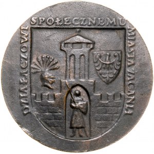 Medal nagrodowy autorstwa Leszka Krzyszowskiego Działaczowi Społecznemu Miasta Żagania.
