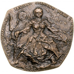 Medal by Jozef Stasinski, 1980, dedicated to Vincent Pol, issued on the occasion of the 9th International Festival of Song and Dance Ensembles, Zielona Gora. Opus 1023.