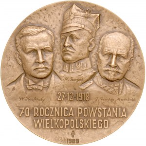 Medal z 1988 wybity z okazji 70 rocznicy Powstania Wielkopolskiego.