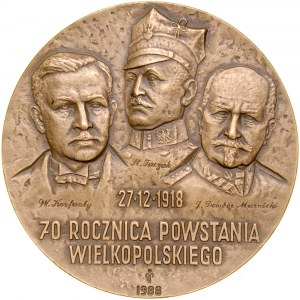 A 1988 medal minted to commemorate the 70th anniversary of the Greater Poland Uprising.