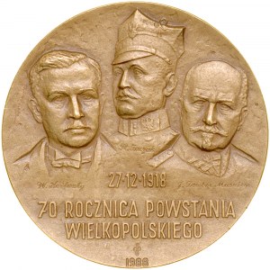 Medal z 1988 wybity z okazji 70 rocznicy Powstania Wielkopolskiego.