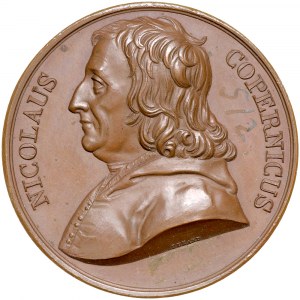 Medaille aus einer Suite von Durand aus dem Jahr 1820, die zu Ehren von Nikolaus Kopernikus geprägt wurde.