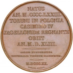 Medaille aus einer Suite von Durand aus dem Jahr 1820, die zu Ehren von Nikolaus Kopernikus geprägt wurde.