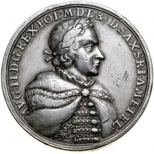 Medal autorstwa Chrystiana Wermutha z 1698 roku wybity w intencji pomyślnych rządów Augusta II Mocnego