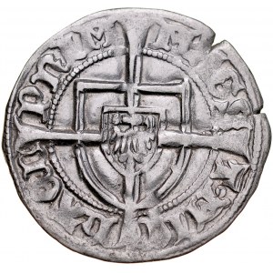 Michał Kuchmeister von Sterberg 1414-1422, Szeląg, Av.: Tarcza wielkiego mistrza, Rv.: Tarcza krzyżacka.