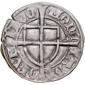 Michał Kuchmeister von Sterberg 1414-1422, Szeląg, Av.: Tarcza wielkiego mistrza, Rv.: Tarcza krzyżacka.