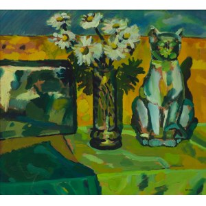 Weronika Włodarczyk (ur. 1978), Martwa natura z kotem, 1998