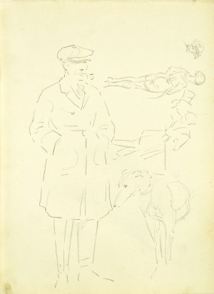Karol Kossak (1896 - 1975), Szkice mężczyzny z psem, scenki ulicznej, 1922