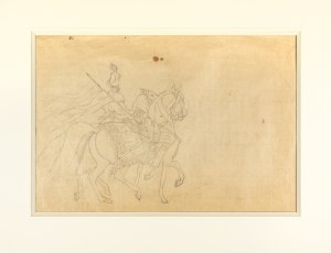 Kossak Juliusz, Z rozkazu króla mam oddać tę zbroję i konia z rzędem, z cyklu „Mohort” W. Pola (fragment kompozycji), 1882