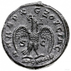 tetradrachma bilonowa, 244, Antiochia; Aw: Popiersie ce...