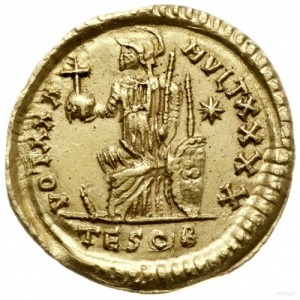 solidus, ok. 430-440, Thessaloniki; Aw: Popiersie cesar...