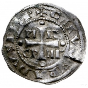 denar 1024-1036; Aw: Krzyż, w kątach PILIGRIM; Rw: Kapl...