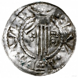 denar 1002-1024; Aw: Głowa w koronie w prawo; Rw: Dłoń ...