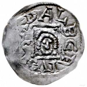 denar z lat 1146-1157; Aw: Książę z mieczem trzymanym p...