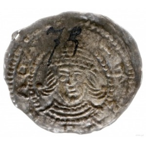 jednostronny denar 1239-1249, Gniezno; Popiersie z bujn...