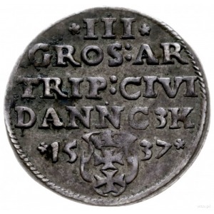 trojak 1537, Gdańsk; odmiana z napisem DANNC3K na rewer...