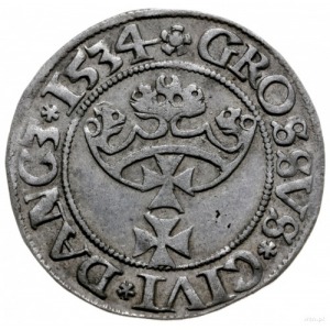 grosz 1534, Gdańsk; odmiana z końcówka napisu na awersi...