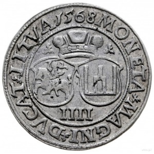 czworak 1568, Wilno; końcówki napisów LI/LITVA, tarcze ...