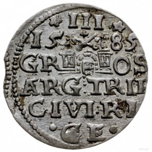 trojak 1585, Ryga; mała głowa króla; Iger R.85.1.k (R),...