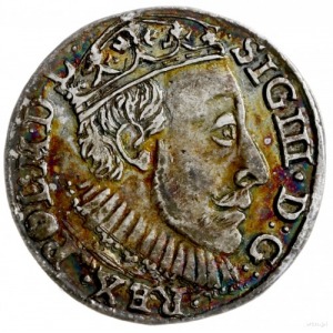 trojak 1588, Olkusz; duża głowa króla, na rewersie lite...