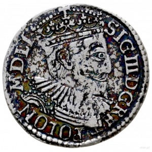 trojak 1592, Olkusz; mała głowa króla i skrócona data 9...