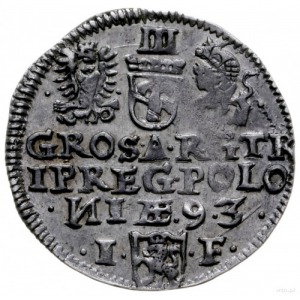 trojak 1593, Olkusz; popiersie króla nie notowane w lit...