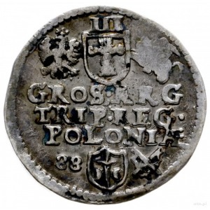 trojak 1588, Poznań; małe popiersie króla; Iger P.88.2....