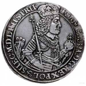 dwutalar 1650, Gdańsk; Aw: Półpostać króla i napis woko...