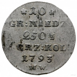 10 groszy 1793, Warszawa; Plage 239; niedobity, ale z b...
