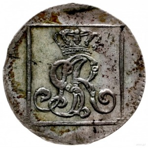 grosz srebrny 1767, Warszawa; wąska korona nad monogram...